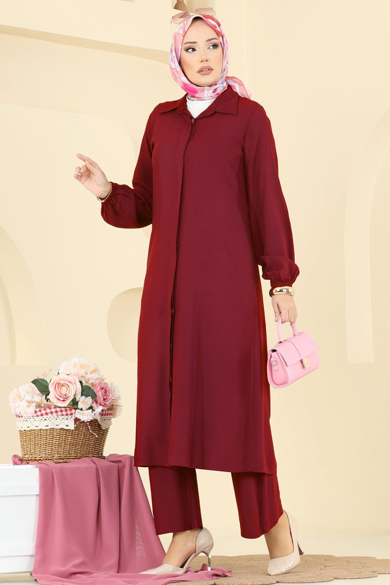 Gizli Düğmeli Belmando Takım 0340BG354 Bordo