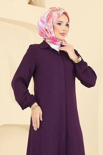 moda selvim Gizli Düğmeli Belmando Takım 0340BG354 Mürdüm - Thumbnail