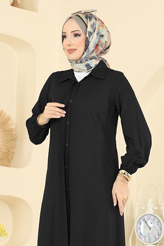 moda selvim Gizli Düğmeli Belmando Takım 0340BG354 Siyah - Thumbnail