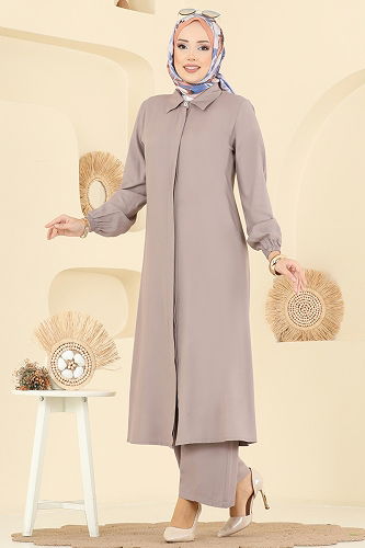 moda selvim Gizli Düğmeli Belmando Takım 0340BG354 Vizyon - Thumbnail