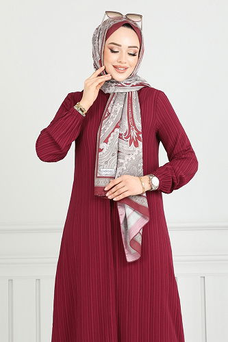 moda selvim Gizli Düğmeli İkili Takım 5676EDF311 Bordo - Thumbnail