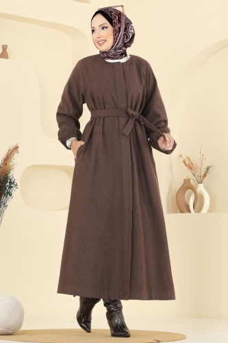 B.G.S. - Gizli Düğmeli Kaşe Kaban 0504BG354 Açık Kahve