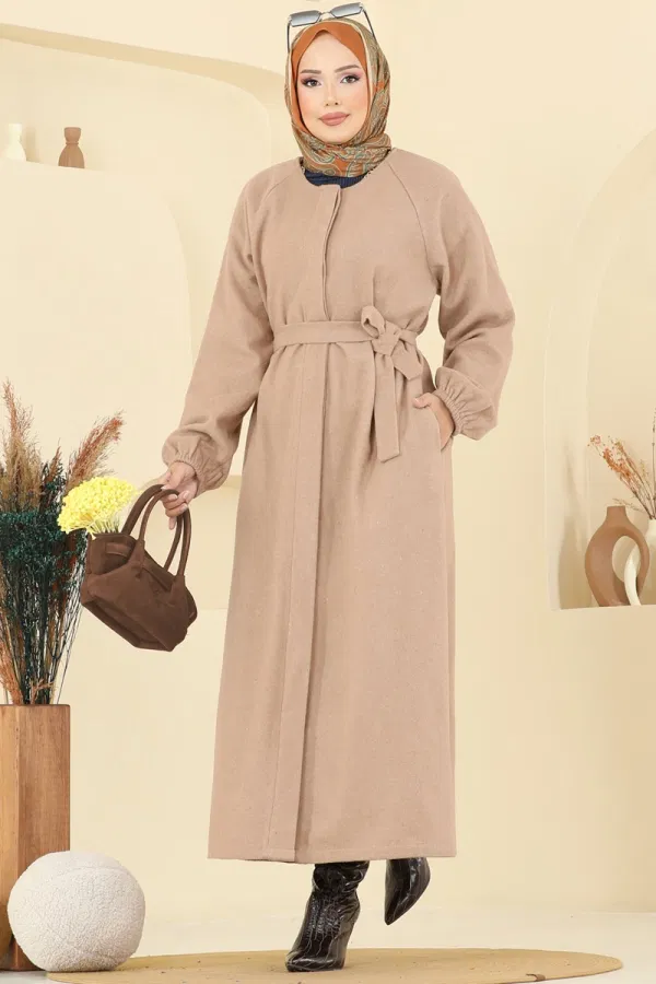 Modaselvim Kaban Gizli Düğmeli Kaşe Kaban 0504BG354 Açık Vizyon