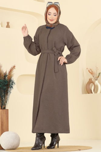 B.G.S. - Gizli Düğmeli Kaşe Kaban 0504BG354 Koyu Vizyon