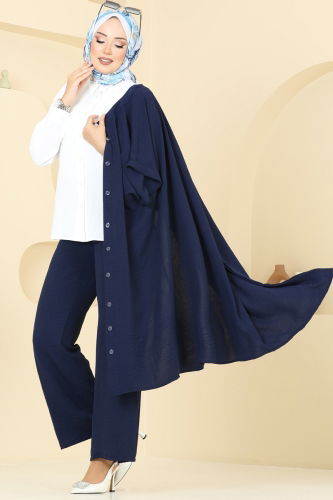 moda selvim Gizli Düğmeli Üçlü Takım 384DVL817 Laci - Thumbnail