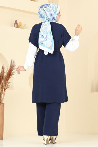 moda selvim Gizli Düğmeli Üçlü Takım 384DVL817 Laci - Thumbnail
