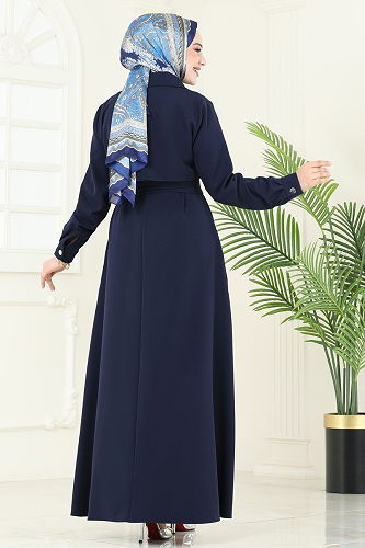 moda selvim Gizli Fermuarlı Pardesü Ferace 2630SL432 Laci - Thumbnail