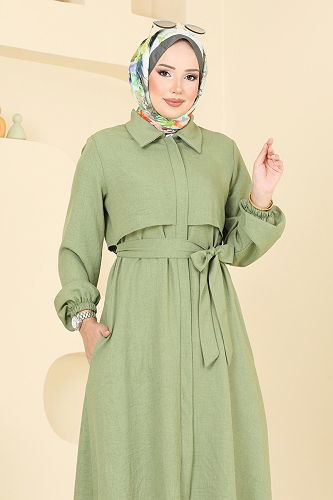 moda selvim Gizli Fermuarlı Tesettür Takım 2692SL432 Çağla - Thumbnail