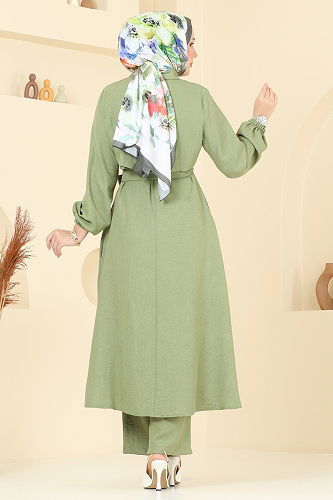 moda selvim Gizli Fermuarlı Tesettür Takım 2692SL432 Çağla - Thumbnail