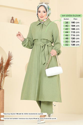 moda selvim Gizli Fermuarlı Tesettür Takım 2692SL432 Çağla - Thumbnail