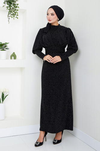 MRV E.N.D. - Göğsü Drapeli Tesettür Abiye 5469END900-M Siyah