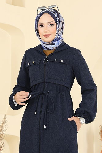 moda selvim Göğüs Cep Detaylı Ferace 2738SL432 Laci - Thumbnail