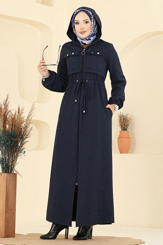 moda selvim Göğüs Cep Detaylı Ferace 2738SL432 Laci - Thumbnail