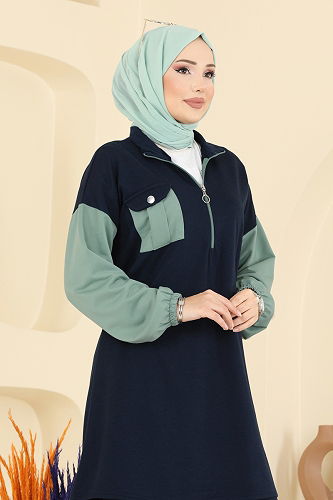 moda selvim Göğüs Cepli İki İp Takım PL9180 Laci - Thumbnail