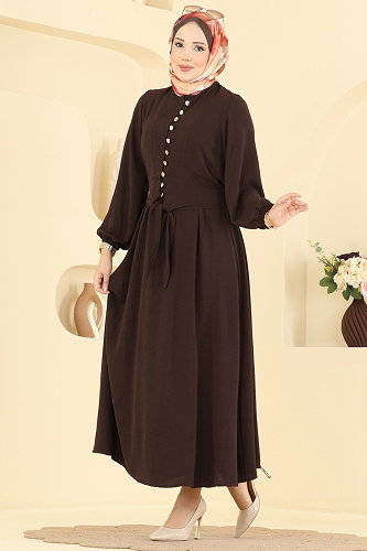 moda selvim Gold Düğmeli 2 li Takım 001ZMRK1203 Kahve - Thumbnail