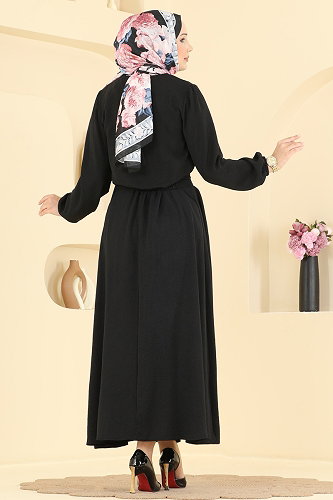 moda selvim Gold Düğmeli 2 li Takım 001ZMRK1203 Siyah - Thumbnail