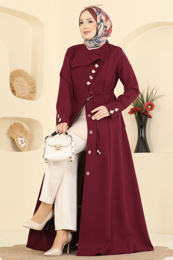 Modaselvim Ferace Gold Düğmeli Dabıl Ferace 2791SL432 Bordo