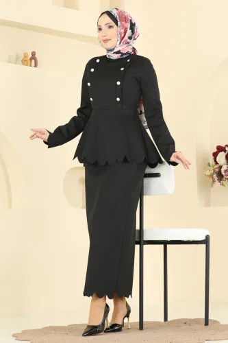 S.L. - Gold Düğmeli Scuba Takım 2808SL432 Siyah