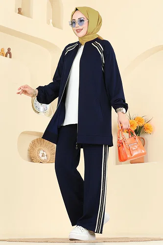 moda selvim Gold Fermuarlı Modal Takım 3287HBS856 Açık Laci - Thumbnail