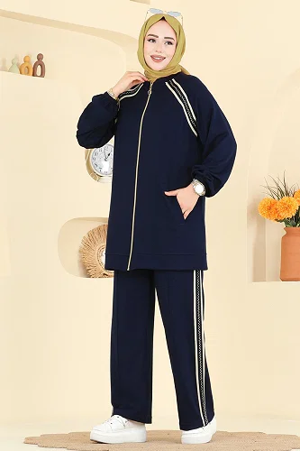 moda selvim Gold Fermuarlı Modal Takım 3287HBS856 Açık Laci - Thumbnail