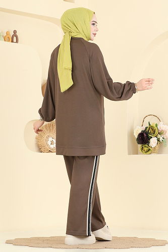 moda selvim Gold Fermuarlı Modal Takım 3287HBS856 Koyu Vizyon - Thumbnail