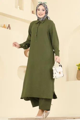 Z.N.N. - Gömlek Yaka Aerobin Takım 3606ZNN863 Haki