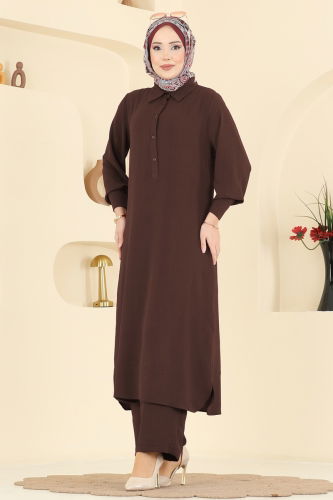 Z.N.N. - Gömlek Yaka Aerobin Takım 3606ZNN863 Kahve