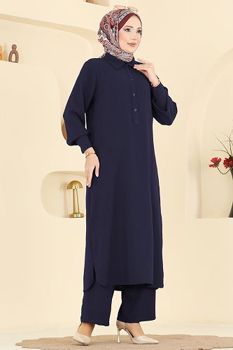 moda selvim Gömlek Yaka Aerobin Takım 3606ZNN863 Laci - Thumbnail