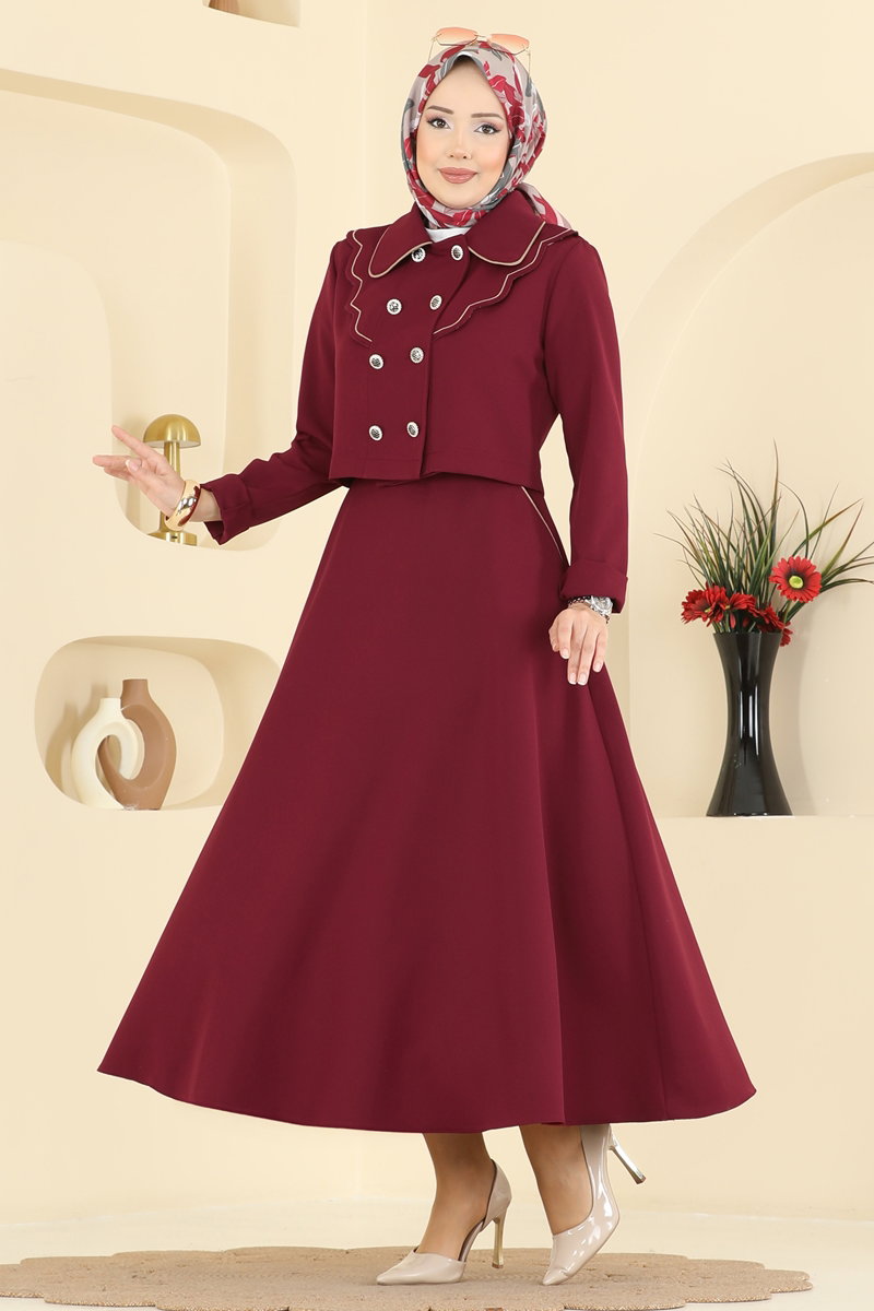 Gömlek Yaka Dabıl Takım 2785SL432 Bordo