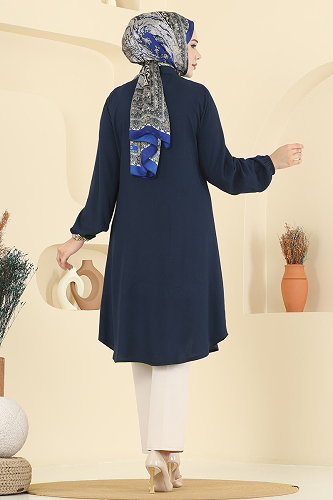 moda selvim Gömlek Yaka Detaylı Tunik 2001ERK1158 Laci - Thumbnail