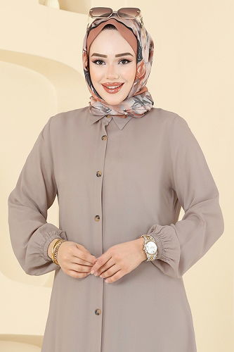 moda selvim Gömlek Yaka Detaylı Tunik 2001ERK1158 Vizyon - Thumbnail