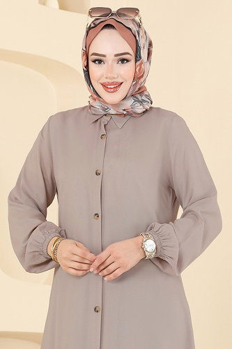 moda selvim Gömlek Yaka Detaylı Tunik 2001ERK1158 Vizyon - Thumbnail