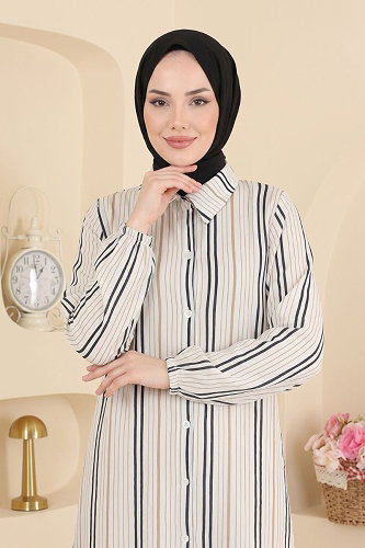 moda selvim Gömlek Yaka Dokuma Tunik 196NZRK1200 Vizyon - Thumbnail
