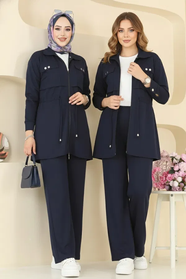 Modaselvim Kombin Gömlek Yaka Krep Takım 24005UKB139 Laci