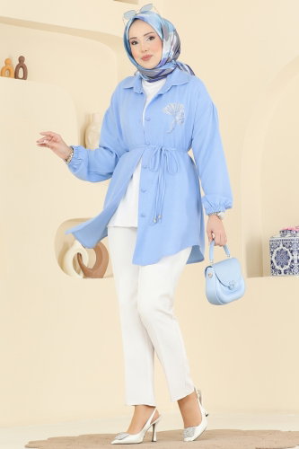 S.L.K. - Gömlek Yaka Taşlı Tunik 2827SLK540 Bebe Mavisi