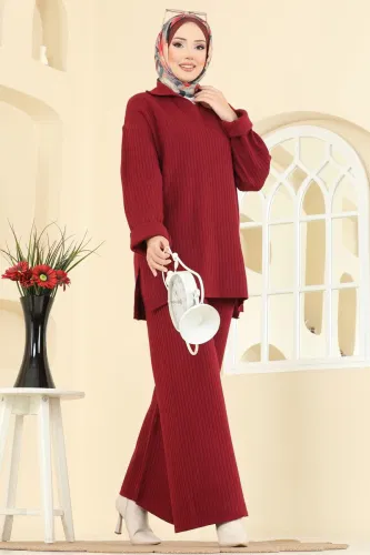 K.L.B. - Gömlek Yaka Triko Takım 8080KLB1050 Bordo