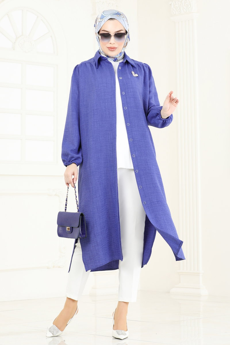 Gömlek Yaka Tunik 6174BSK463 İndigo
