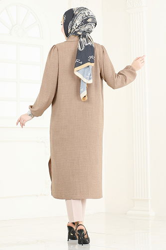 moda selvim Gömlek Yaka Tunik 6174BSK463 Koyu Vizyon - Thumbnail