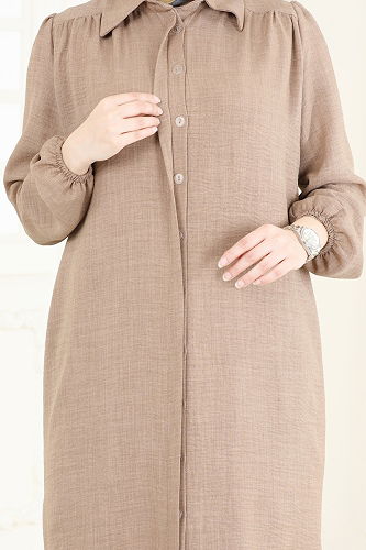 moda selvim Gömlek Yaka Tunik 6174BSK463 Koyu Vizyon - Thumbnail
