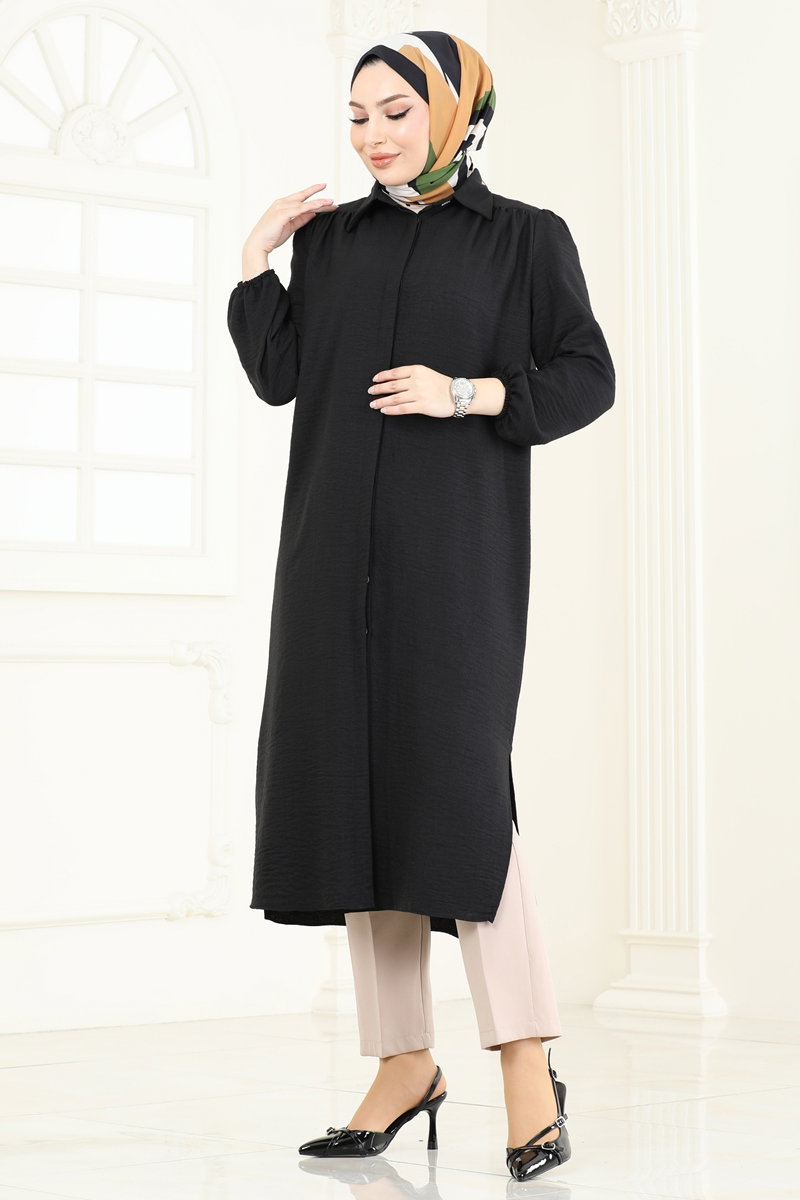 Gömlek Yaka Tunik 6174BSK463 Siyah