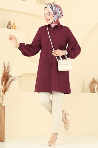 K.T.R. - Gömlek Yakalı Tunik 3055KTR750 Bordo