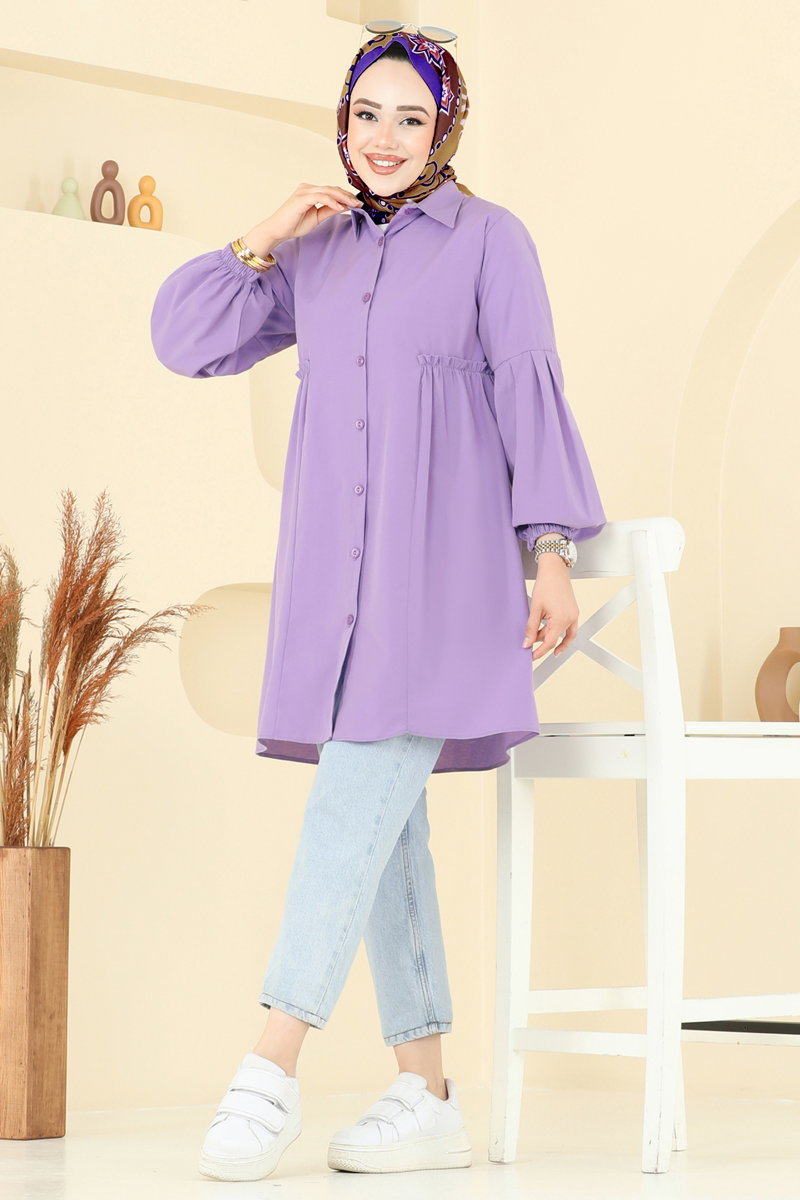 Gömlek Yakalı Tunik 3055KTR750 Koyu Lila