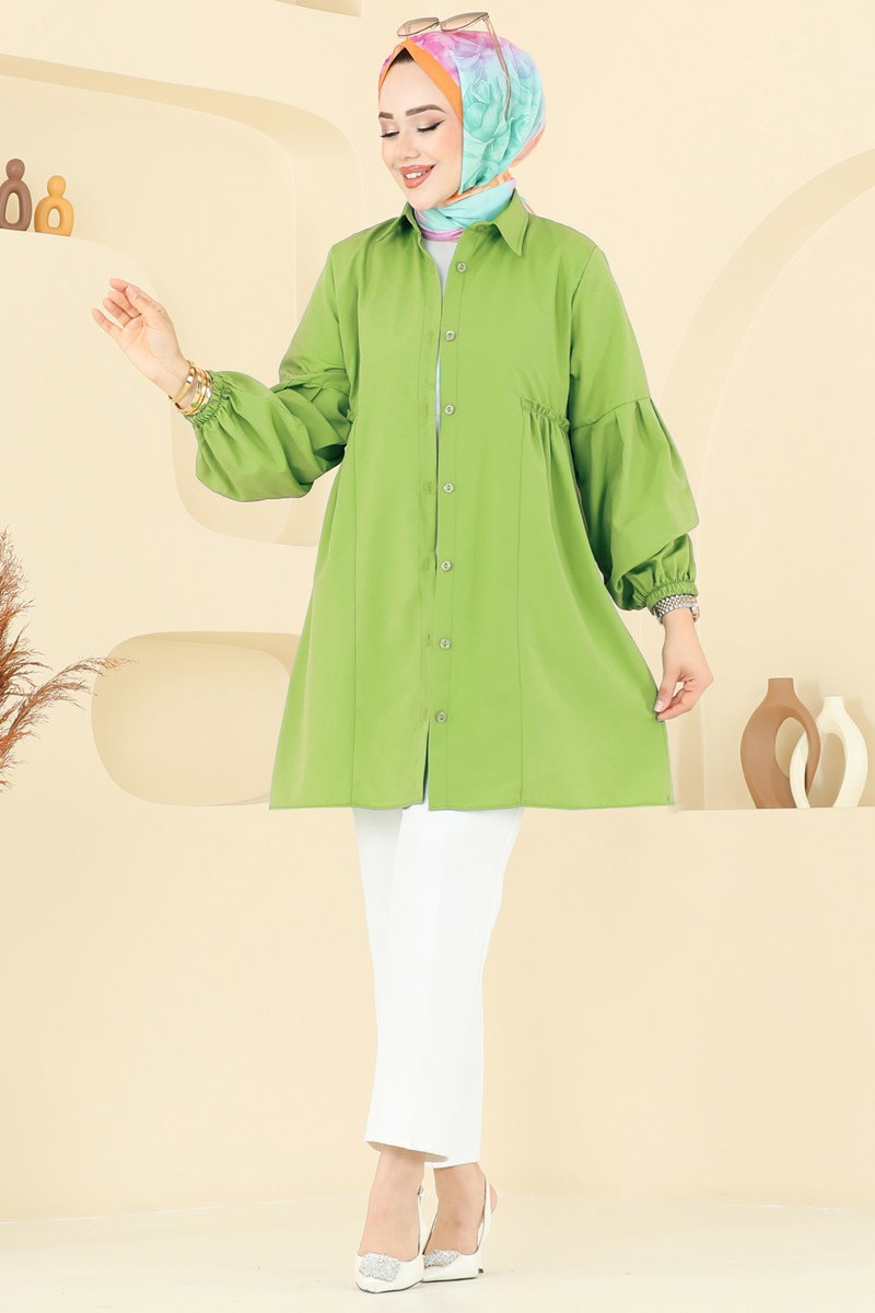 Gömlek Yakalı Tunik 3055KTR750 Yağ Yeşili