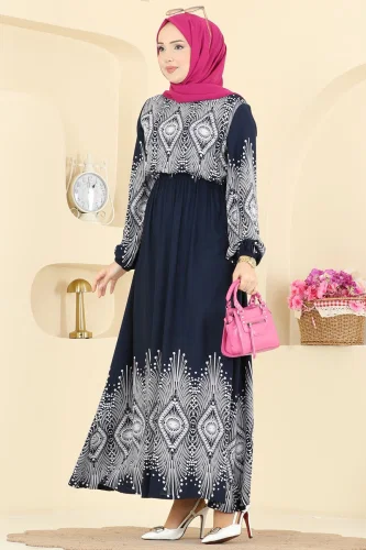 B.G.S. - Göz Desenli Viskon Elbise 7164BG354 Laci