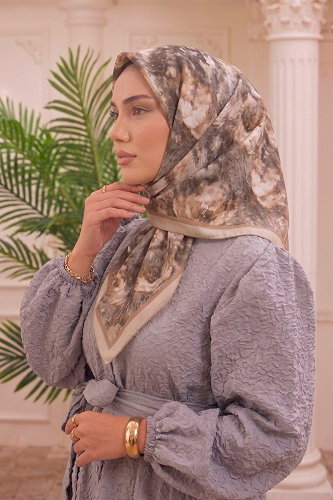 moda selvim Gül Desen Soft Eşarp Serisi 517ERBK1201 Bej - Thumbnail