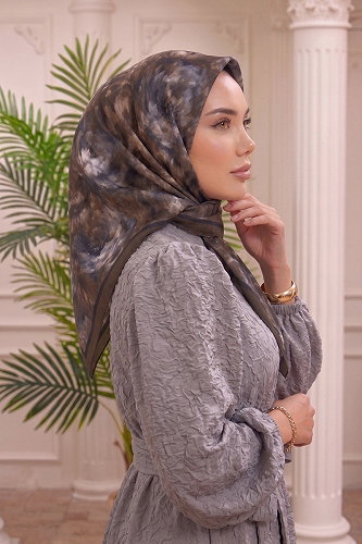 moda selvim Gül Desen Soft Eşarp Serisi 517ERBK1201 Kahve - Thumbnail