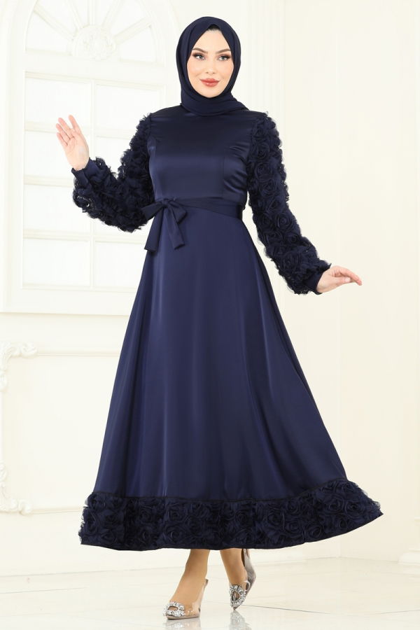 Modaselvim ABİYE Gül Detay Saten Abiye 5679EDF311 Laci
