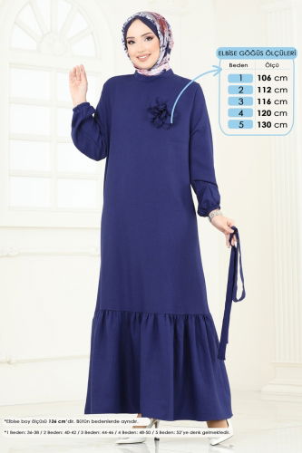 moda selvim Gül Detaylı Elbise 801OZN1046 Laci - Thumbnail