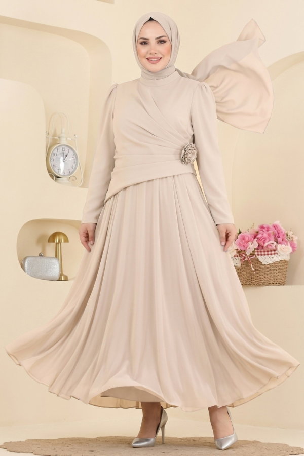 Modaselvim ABİYE Gül Detaylı Şifon Abiye 5699DMNK1166 Taş