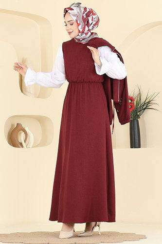 moda selvim Gümüş Fermuarlı 2 li Takım 3088KTR750 Bordo - Thumbnail